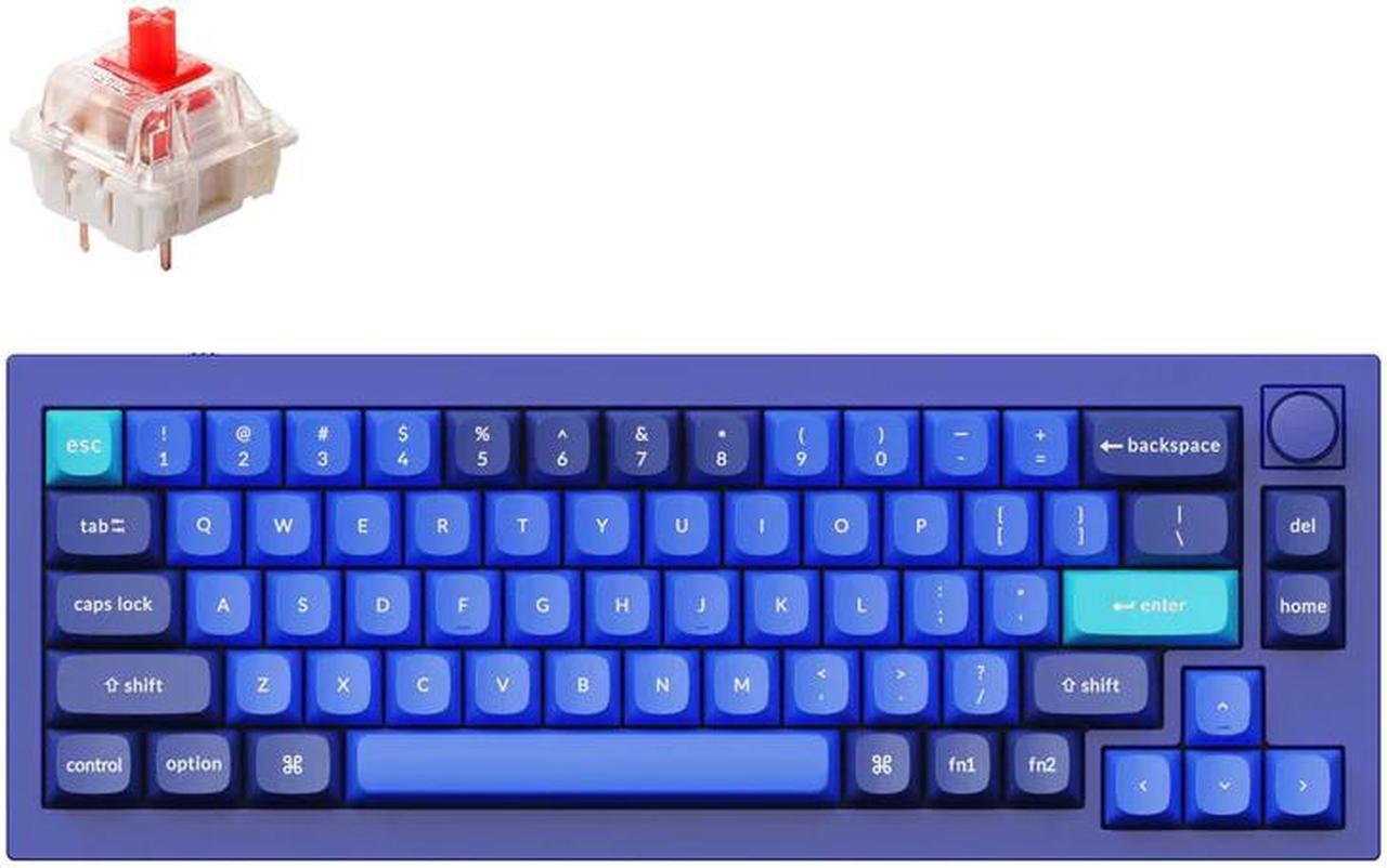 Keychron Q2 Mechanical Keyboard SF Layout RGB - Hotswap - with Knob - Blue - Gateron Pro Red