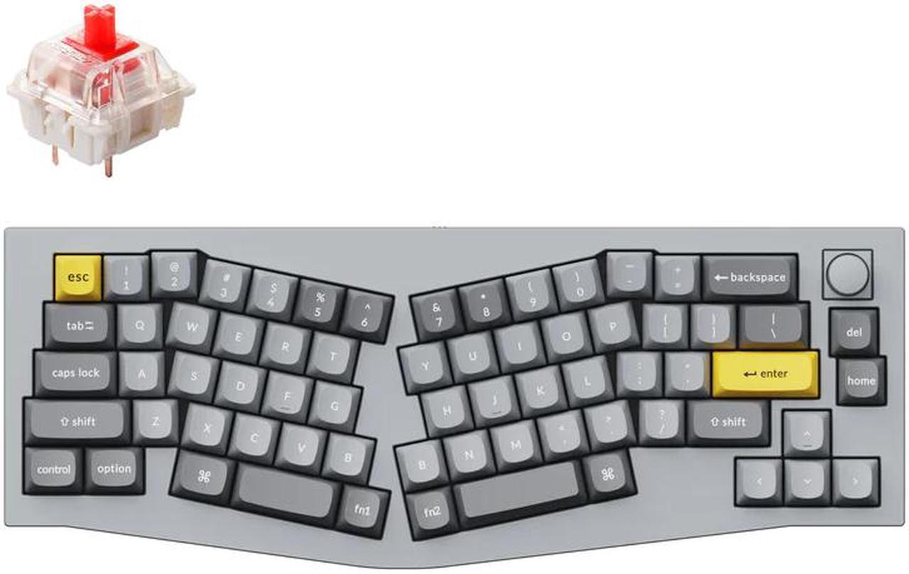 Keychron Q8 Mechanical Keyboard SF Alice Layout RGB - Hotswap - with Knob - Grey - Gateron Pro Red