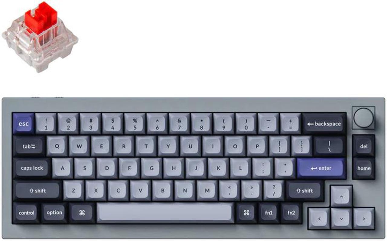 Keychron Q2 Pro Mechanical Keyboard SF Layout RGB - Wireless - Hotswap - with Knob - Silver Grey - Keychron K Pro Red