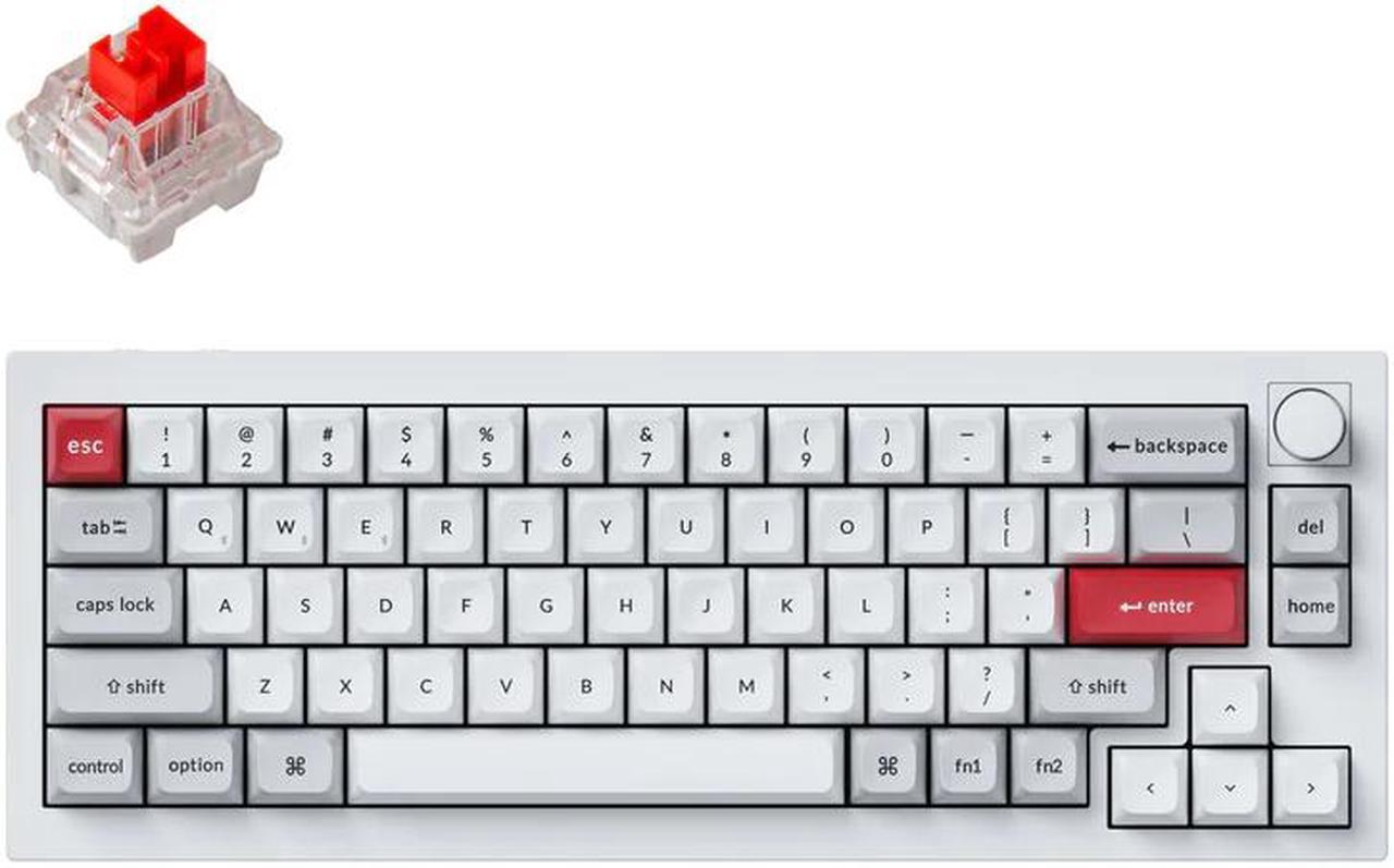 Keychron Q2 Pro Mechanical Keyboard SF Layout RGB - Wireless - Hotswap - with Knob - Shell White - Keychron K Pro Red