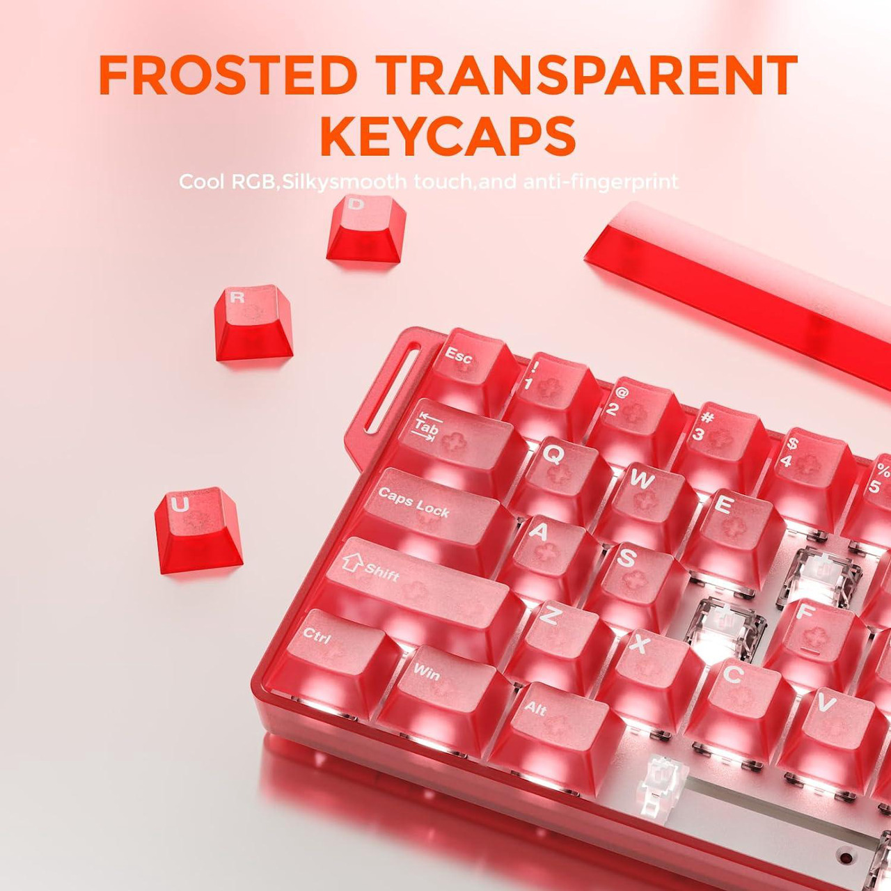 Open Box: DAREU COOL60 60% Hall Effect Gaming Keyboard with Magnetic Switch, SOCD, 0.01mm Actuation Adjustable Rapid Trigger, 8000 Hz Polling, Frosted Transparent Keycaps, Hot-swap, RGB Backlit, Red - Newegg.com - Open Box condition - Image 13