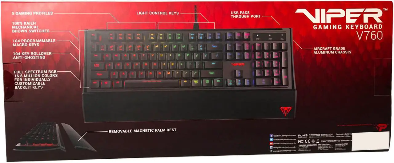 Alt view image 9 of 8 - Patriot Viper V760 Mechanical RGB Gaming Keyboard