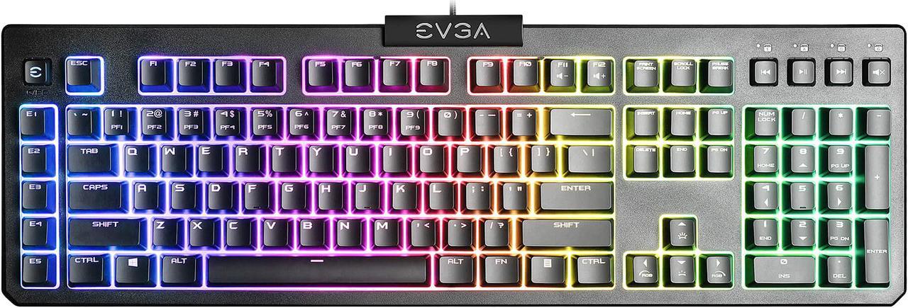 EVGA Z12 RGB Gaming Keyboard, RGB Backlit LED, 5 Programmable Macro Keys, Dedicated Media Keys, Water Resistant, 834-W0-12US-KR