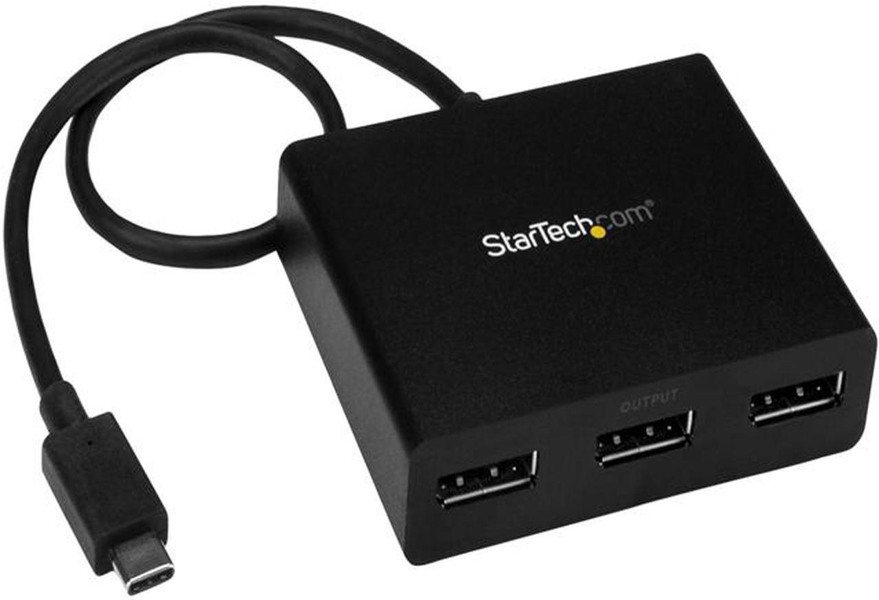 StarTech.com MSTCDP123DP 3-Port USB-C to DisplayPort MST Hub - 4K 30Hz - Multi-Monitor Video Splitter - Thunderbolt 3 Compatible (MSTCDP123DP)