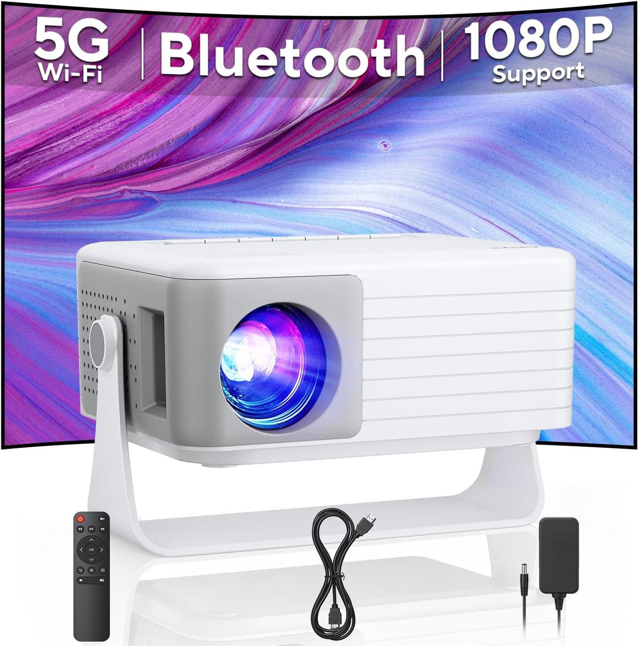 Open Box: AKIYO 1080P Full HD Portable Mini Projector, Upgraded Bluetooth Movie Projector, 360 Degree Rotating, Compatible with TV Stick iOS/Android/HDMI/USB, Indoor & Outdoor Use - Newegg.com - Open Box condition - Image 11