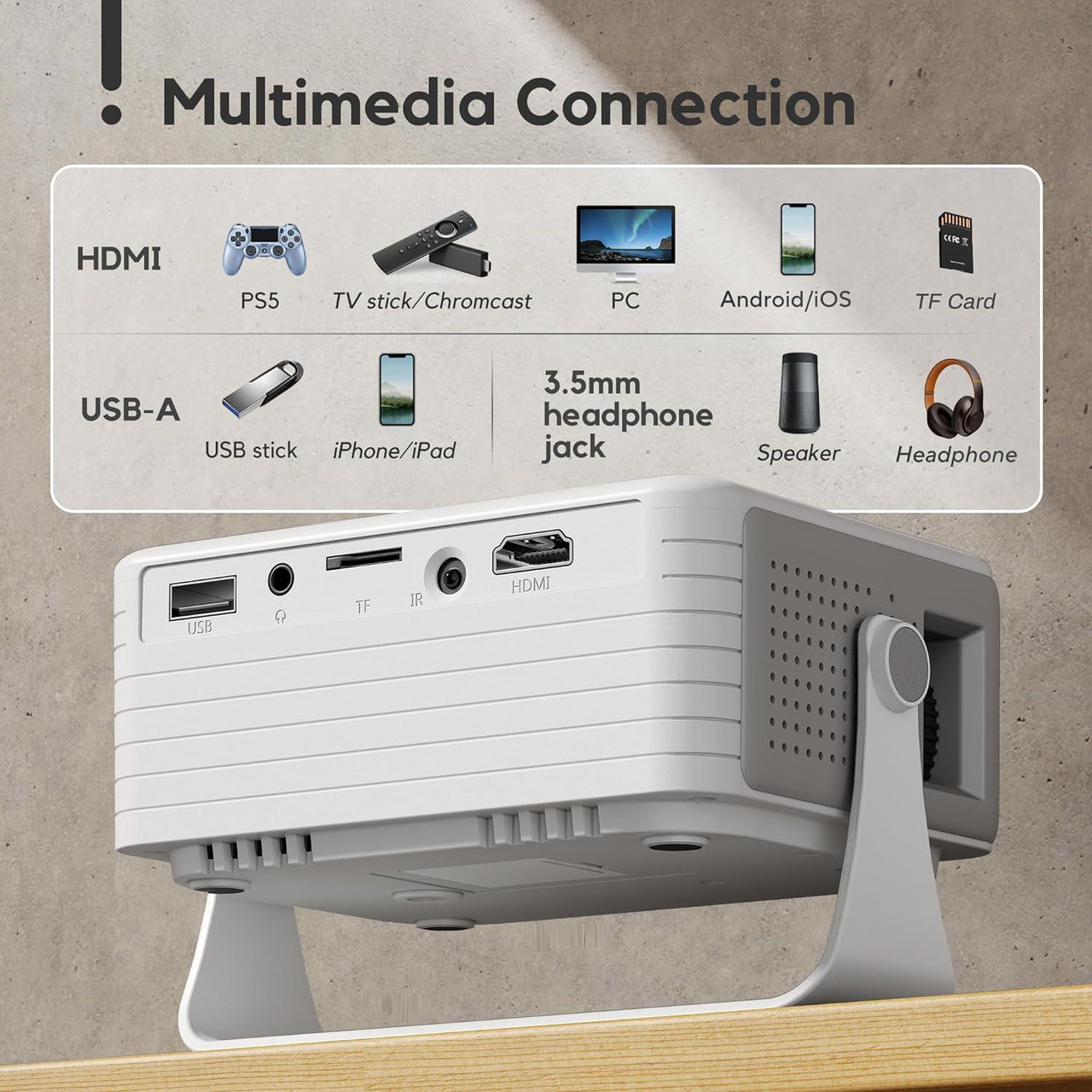 Open Box: AKIYO 1080P Full HD Portable Mini Projector, Upgraded Bluetooth Movie Projector, 360 Degree Rotating, Compatible with TV Stick iOS/Android/HDMI/USB, Indoor & Outdoor Use - Newegg.com - Open Box condition - Image 16