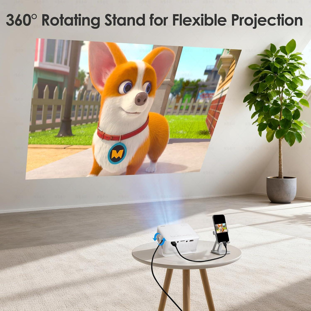 Open Box: AKIYO 1080P Full HD Portable Mini Projector, Upgraded Bluetooth Movie Projector, 360 Degree Rotating, Compatible with TV Stick iOS/Android/HDMI/USB, Indoor & Outdoor Use - Newegg.com - Open Box condition - Image 17