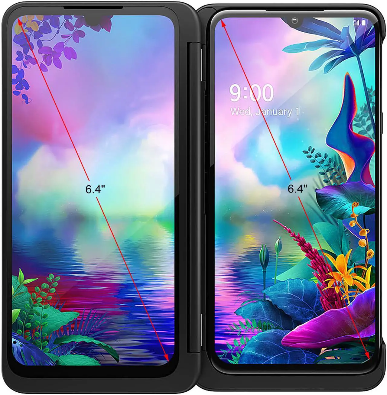 Alt view image 3 of 8 - LG G8X Thinq Dual Screen Unlocked Smartphone - 6/128 GB - Aurora Black