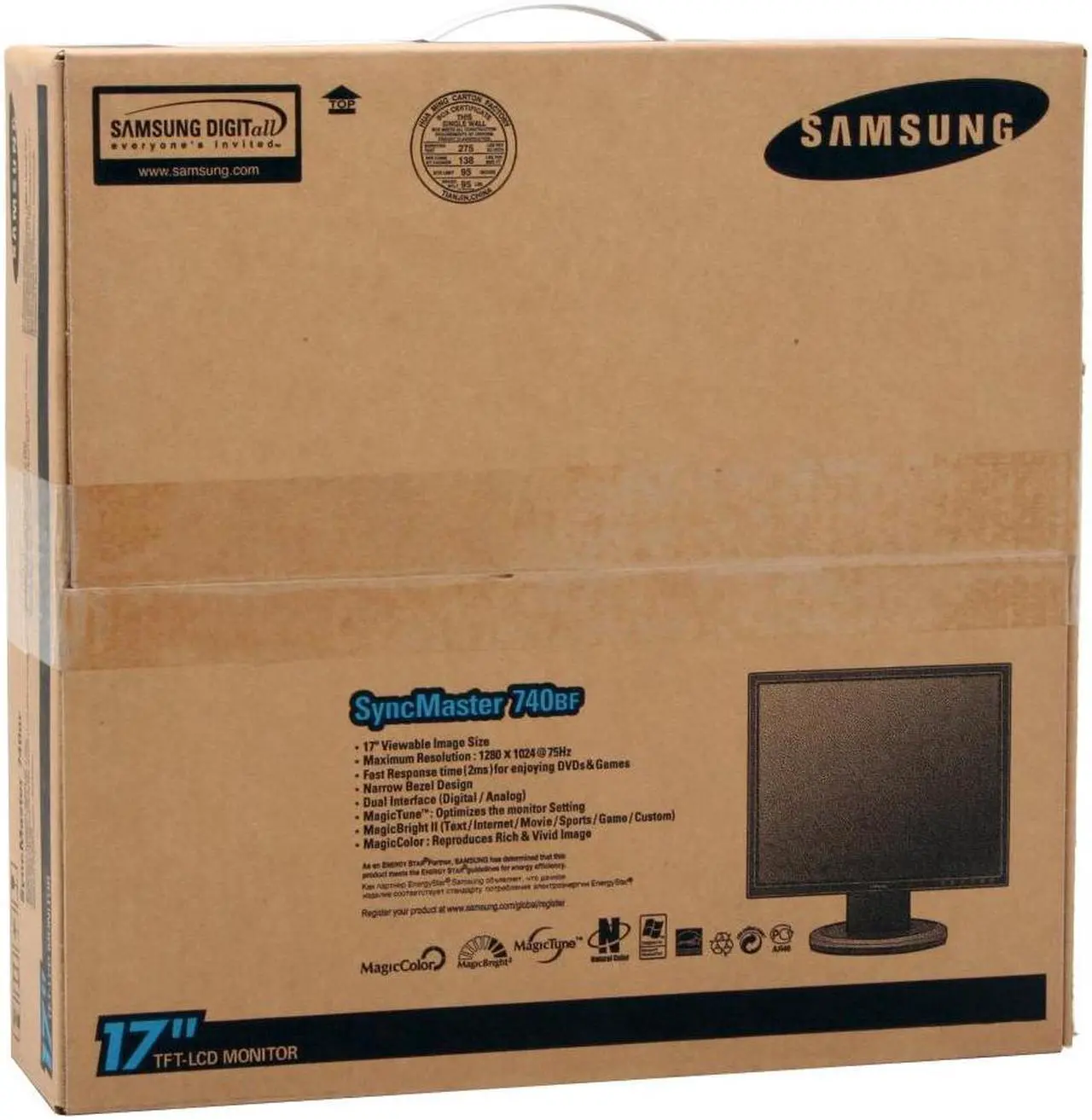 Alt view image 10 of 10 - SAMSUNG 17" a-si TFT/LCD SXGA LCD Monitor 2ms(GTG) D-Sub, DVI-D 740BF