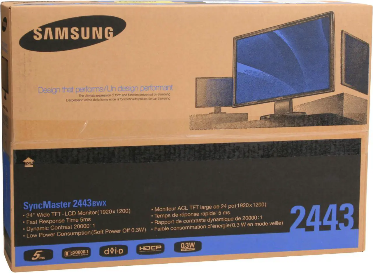 Alt view image 13 of 13 - SAMSUNG 24" LCD Monitor 5 ms D-Sub, DVI 2443BWX