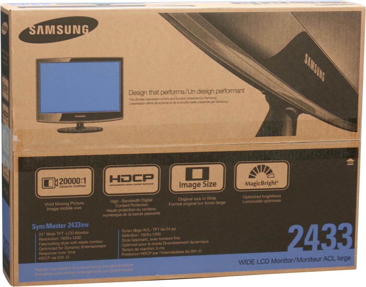 Alt view image 13 of 13 - SAMSUNG 24" a-si TFT/TN WUXGA LCD Monitor 5 ms D-Sub, DVI 2433BW