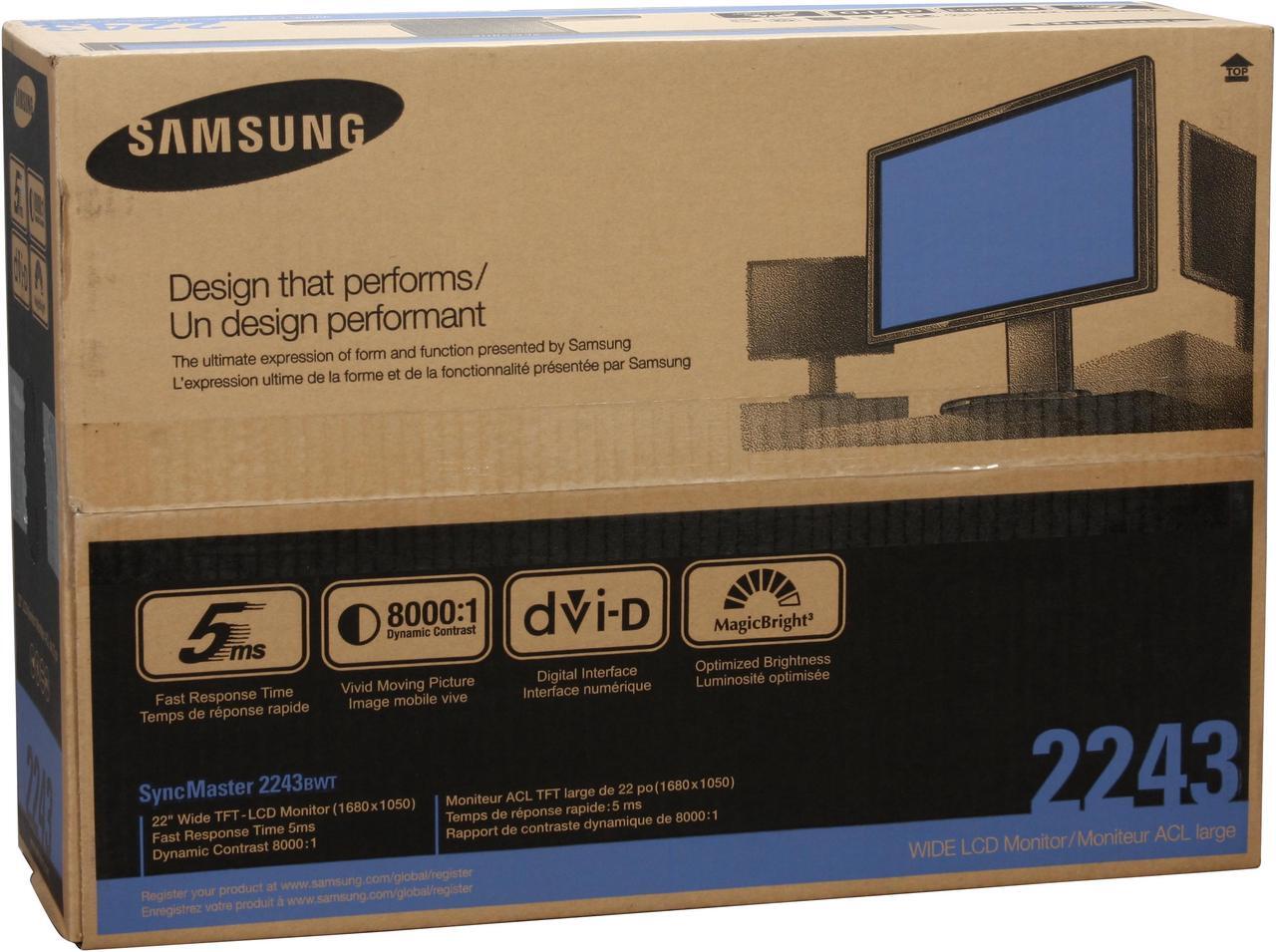 Alt view image 17 of 17 - SAMSUNG 2243BWT Matte Black 22" 5ms Widescreen LCD Monitor w/ Height & Pivot Adjustments 300 cd/m2 DC 8000:1(1000:1) w/ HDCP Support & 2 Built in USB Ports