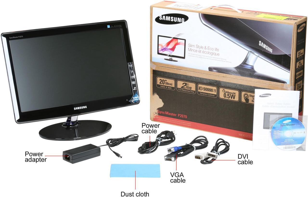 Alt view image 7 of 7 - SAMSUNG 20" LCD Monitor 2ms(GTG) D-Sub, DVI P2070