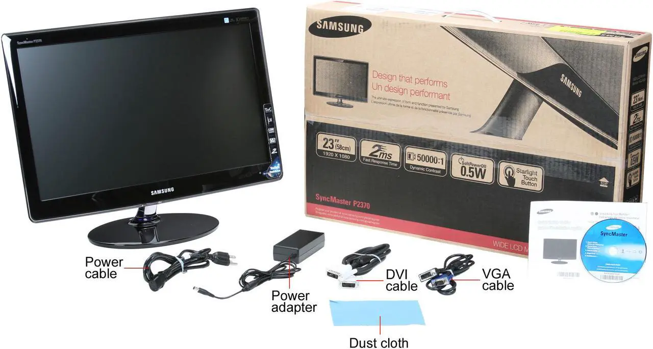 Alt view image 7 of 7 - SAMSUNG 23" LCD Monitor 2ms(GTG) D-Sub, DVI P2370