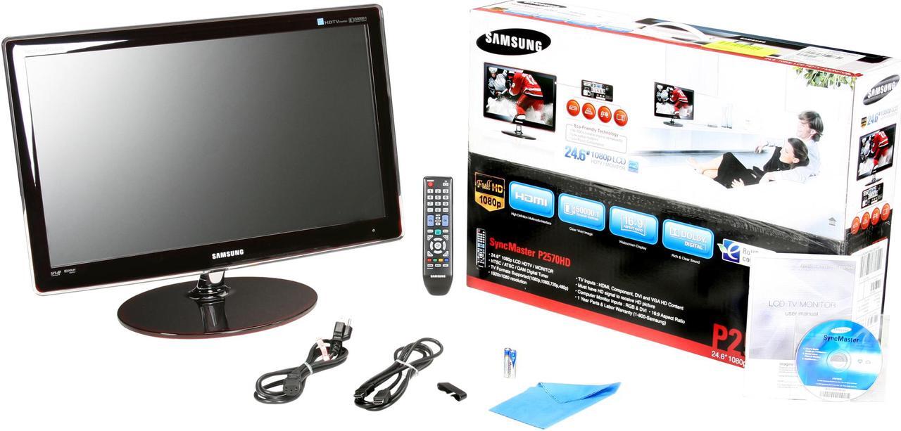 Alt view image 7 of 7 - SAMSUNG 24.6" LCD Monitor 4 ms D-Sub, DVI, HDMI, Component, Composite, DTV Tuner, Optical Out P2570HD
