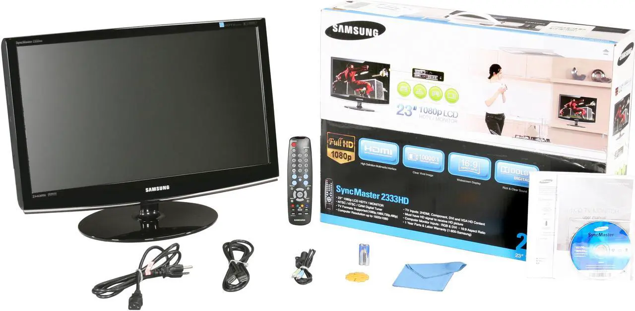Alt view image 8 of 8 - SAMSUNG 2333HD-1 Black 23" 5ms HDMI Widescreen LCD Monitor w/ TV Tuner & Speakers 300 cd/m2 DC 10000:1 (1000:1)