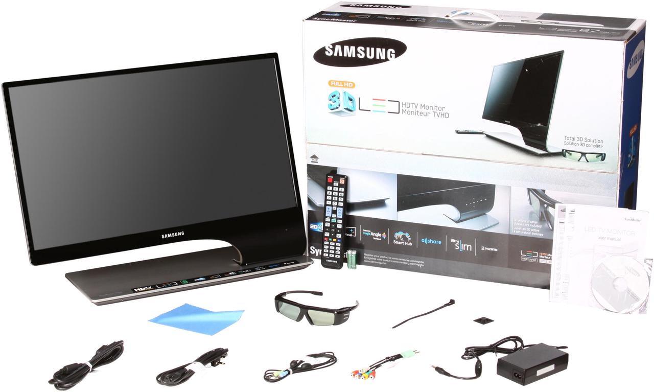 Alt view image 12 of 12 - SAMSUNG T27A950 Black 27" 5ms LED BackLight LCD Monitor w/DTV Tuner & 3D glasses 300 cd/m2 DC 1,000,000:1 (1,000:1)