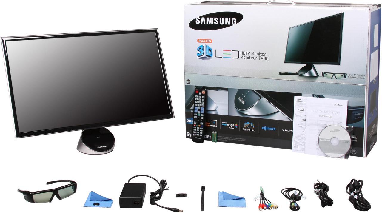 Alt view image 11 of 11 - SAMSUNG T27A750 Black 27" 5ms LED BackLight LCD 120Hz 3D Monitor w/DTV Tuner & 3D glasses 300 cd/m2 DC 1,000,000:1 (1,000:1)