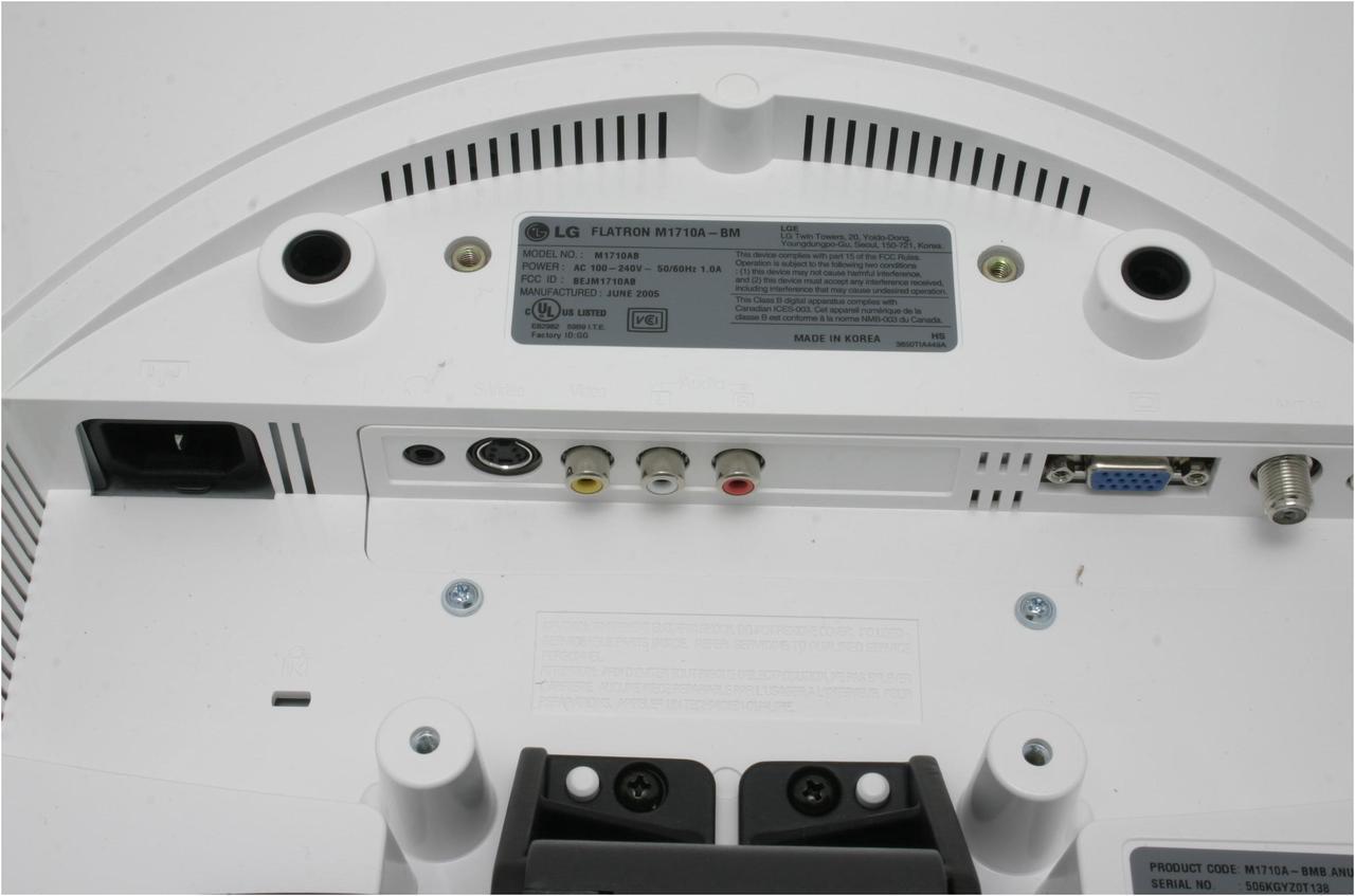Alt view image 11 of 13 - LG 17" Active Matrix, TFT LCD SXGA LCD Monitor w/ TV Tuner 8 ms D-Sub M1710A