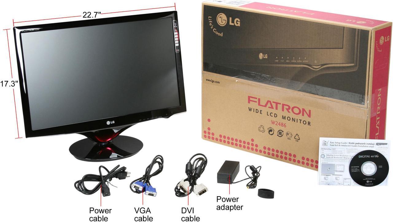 Alt view image 7 of 7 - LG W2486L Black 24" HDMI  LED Backlight LCD Monitor  Slim Design 250 cd/m2 DC 2000000:1