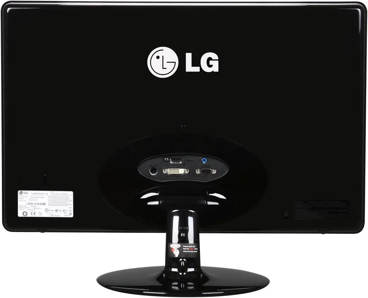 Alt view image 6 of 8 - LG E2250V-SN Glossy Black 22" 5ms HDMI Full HD  LED Backlight LCD monitor  Slim Design 250 cd/m2 DC 5,000,000:1