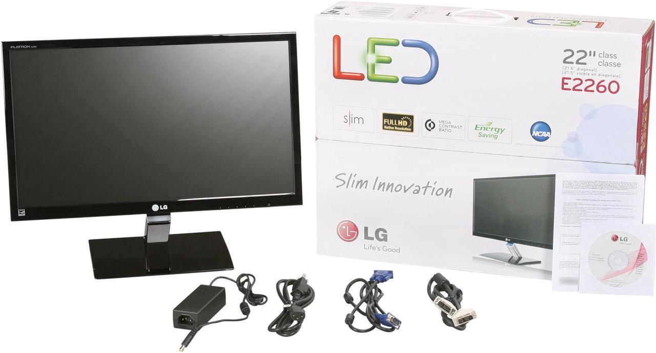 Alt view image 7 of 7 - LG E2260V Glossy Black 22" Full HD 1920 x 1080p 5ms LED Backlight LCD Monitor Slim Design 250cd/m2 DC 5,000,000:1