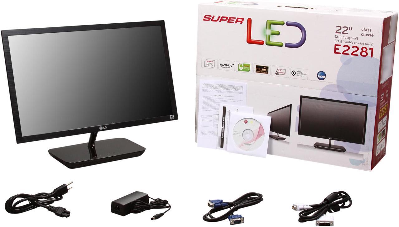 Alt view image 7 of 7 - LG E2281 Black 22" 5ms Full HD LED BackLight LCD Monitor 250 cd/m2 1000:1
