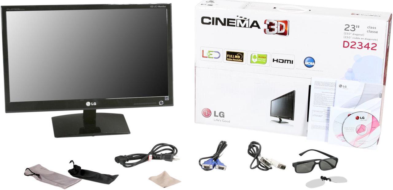 Alt view image 8 of 8 - LG D2342P-PN Black 23" 5ms HDMI LED Backlight Widescreen Cinema LCD 3D Monitor 250 cd/m2 5,000,000:1 w/3D glasses