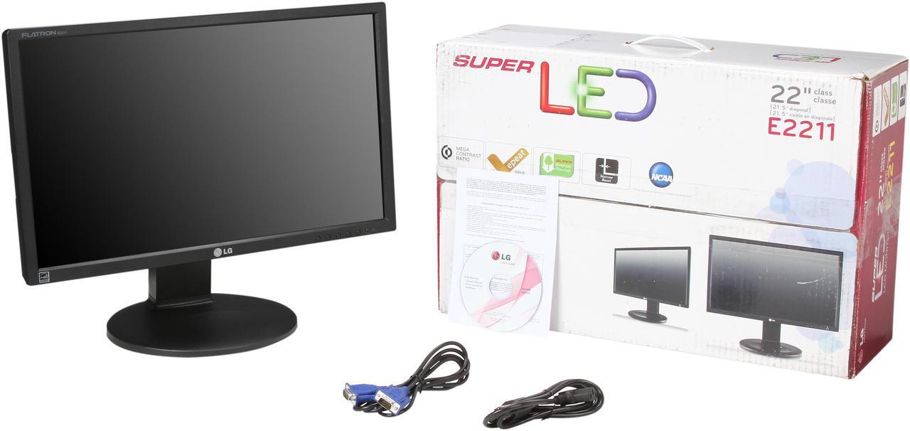 Alt view image 8 of 8 - LG E2211PB-BN Black 22" Class (21.5" measured diagonally) 5ms Widescreen LED Backlight LCD Monitor 250 cd/m2 5,000,000:1 Built-in Speakers (LG recertified Grade A)