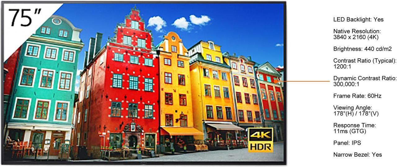 Alt view image 2 of 2 - Sony BRAVIA BZ30J 75" Class HDR 4K UHD Commercial IPS LED Display