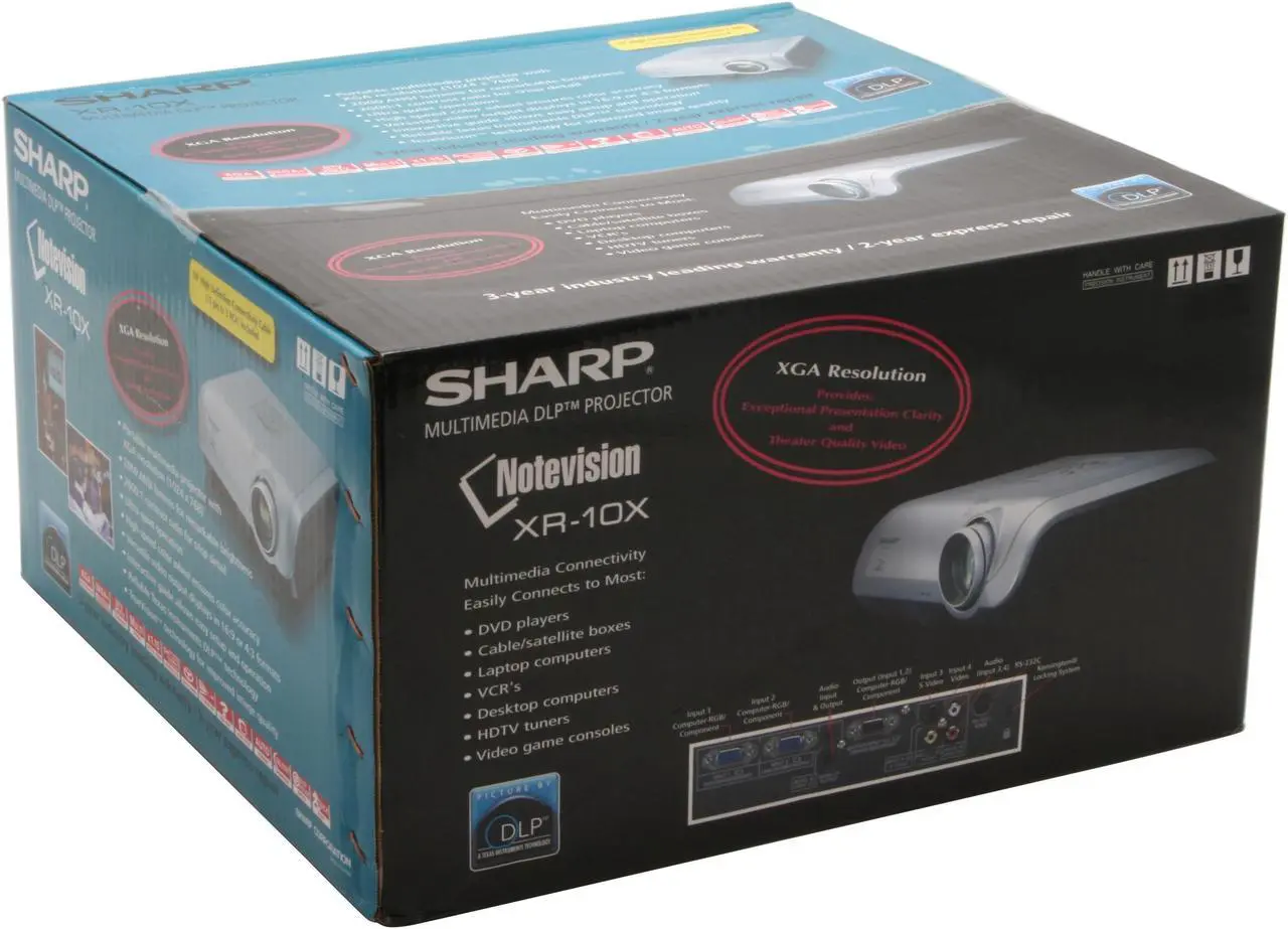 Alt view image 10 of 10 - SHARP XR-10X 1024 x 768 2000 ANSI Lumens Standard Mode; 1750 ANSI Lumens Low Power Mode DLP Projector 2000:1