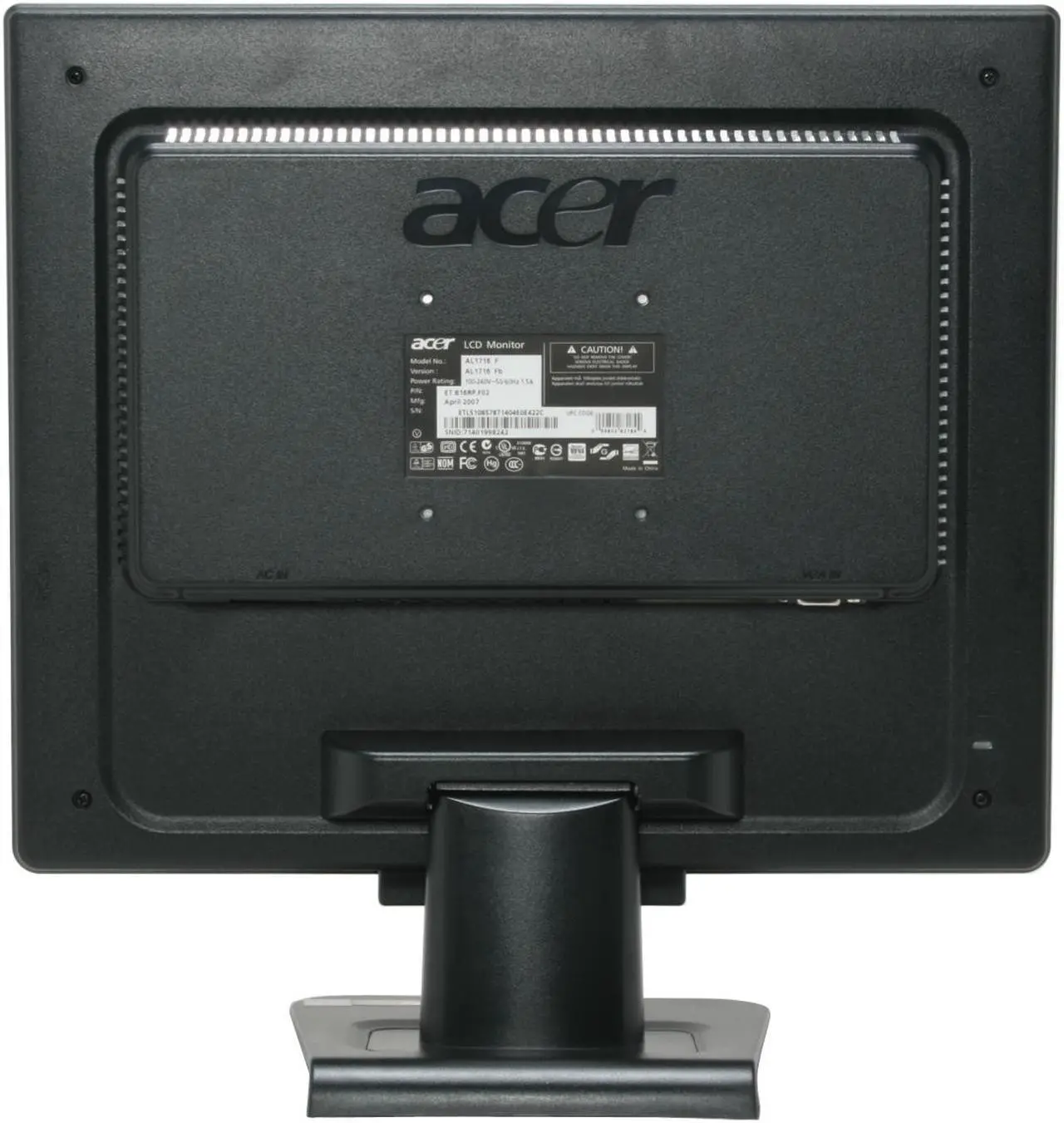 Alt view image 5 of 10 - Acer 17" TFT LCD SXGA LCD Monitor 5 ms D-Sub AL1716 Fb
