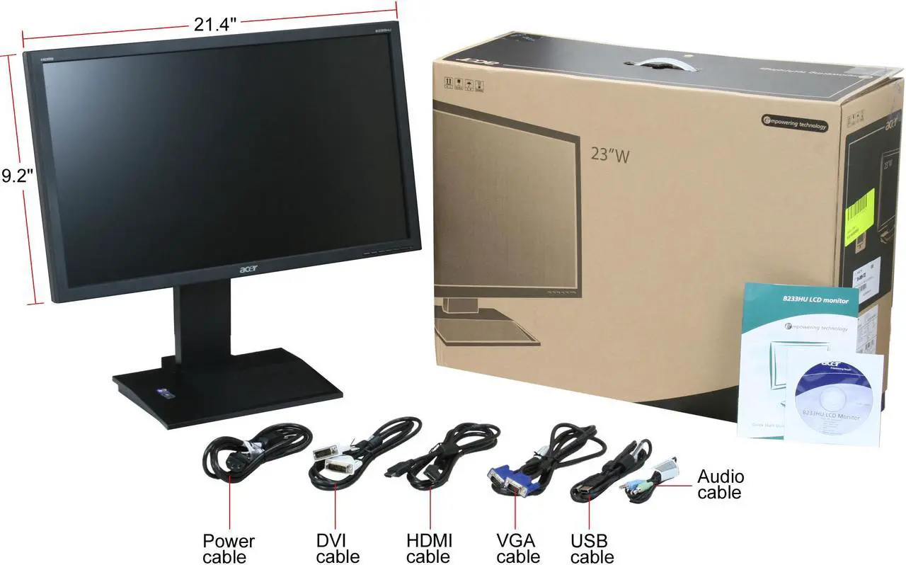Alt view image 10 of 10 - Acer 23" TFT LCD LCD Monitor with Height/Swivel Adjustment &USB 5 ms D-Sub, DVI, HDMI B233HUbmidhz