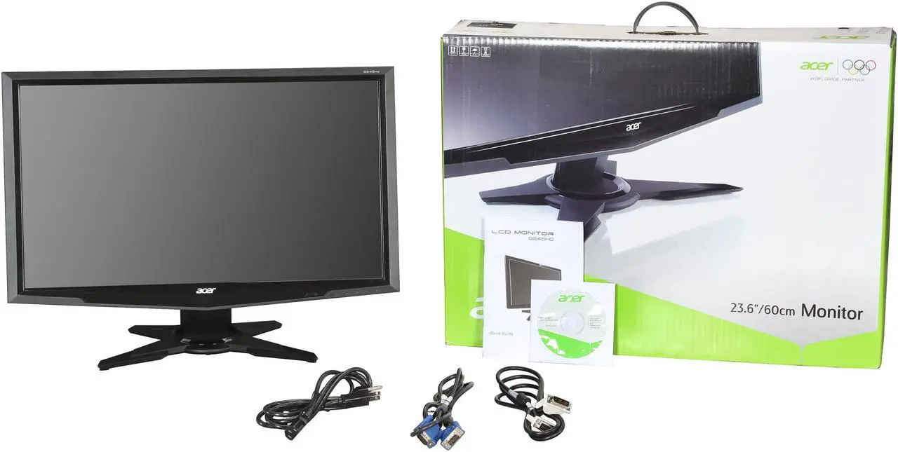Alt view image 8 of 8 - Acer G245HQABD 23.6" LCD Monitor Black 5ms Full HD Widescreen 300 cd/m2 ACM 80,000:1 (1,000:1)