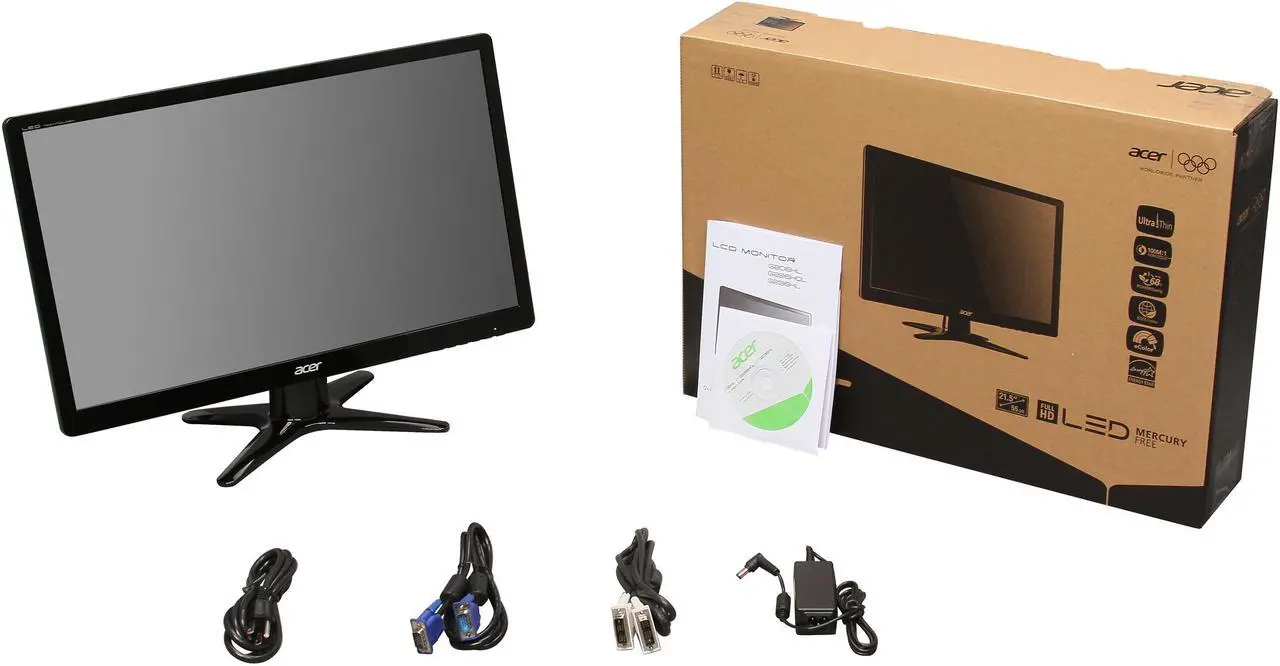 Alt view image 7 of 7 - Acer 21.5" 60 Hz TN LCD Monitor 5 ms D-Sub, DVI G6 Series G226HQLBbd (UM.WG6AA.B01)