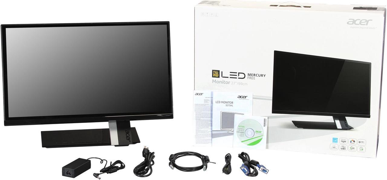 Alt view image 8 of 8 - Acer S275HL bmii Black 27" 6ms (GTG) HDMI Widescreen LED Monitor 250 cd/m2 ACM 100,000,000:1 (1000:1) Built-in Speakers IPS Panel