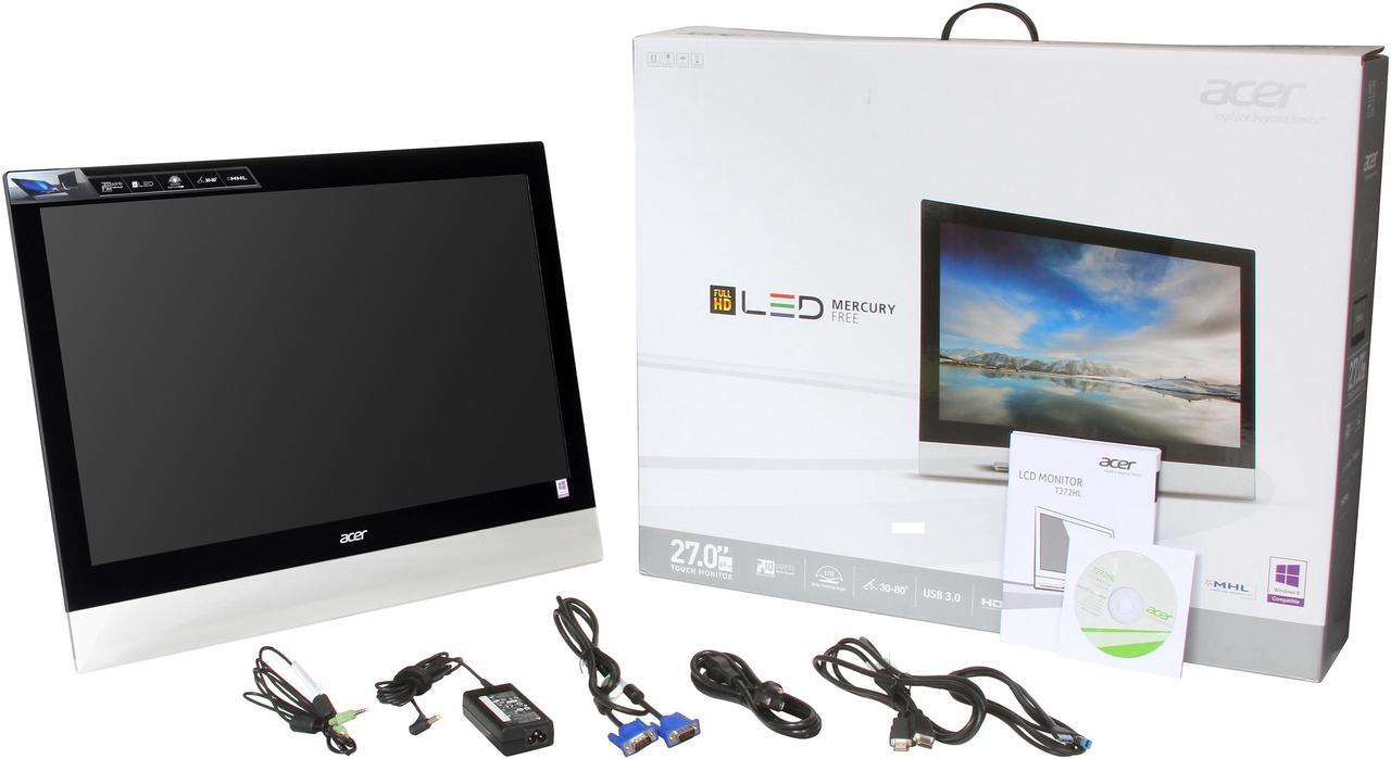 Alt view image 10 of 10 - Acer T272HLbmjjz 27" 5ms Touchscreen 10-pt Capacitive Touch Widescreen Monitor 300 cd/m2 5000:1 Built-in Speakers