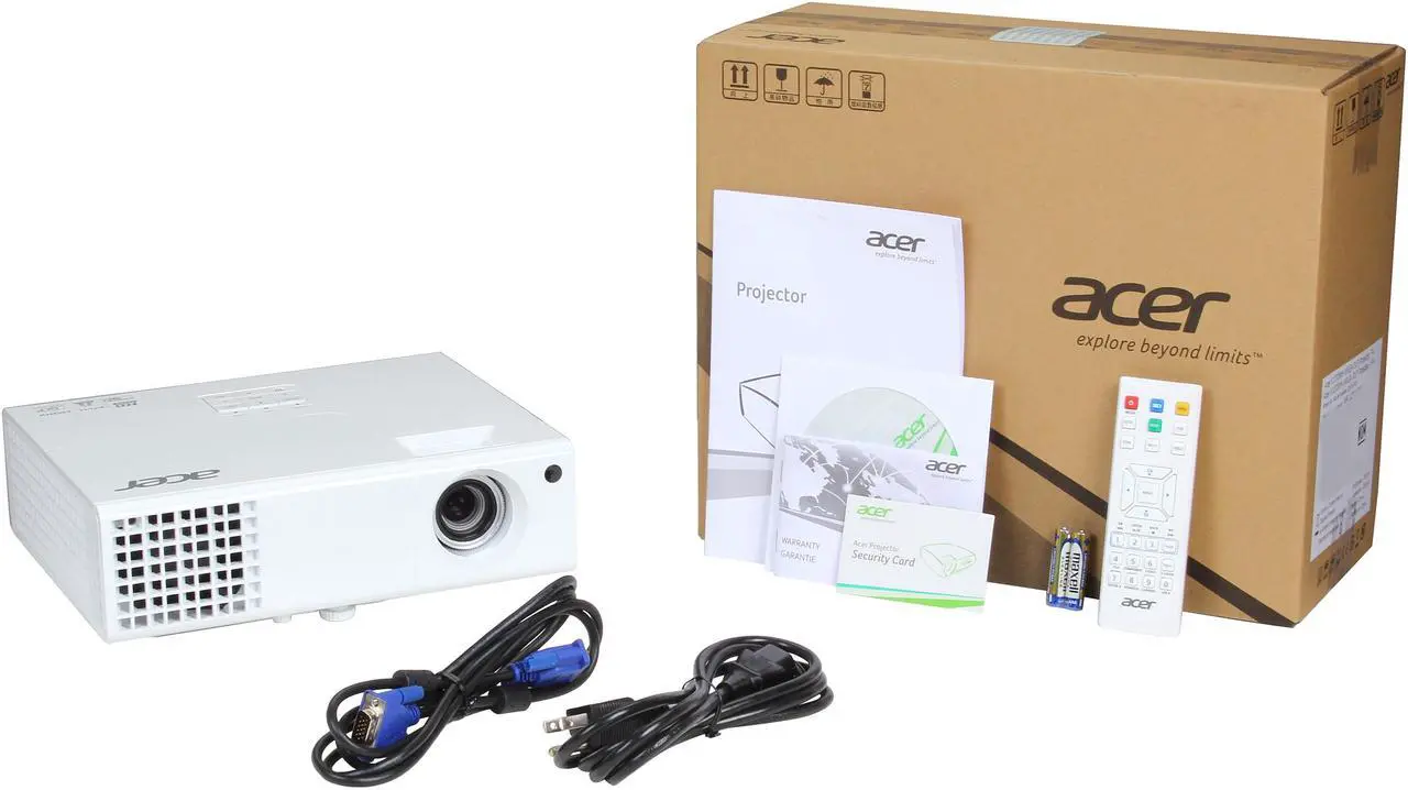 Alt view image 9 of 8 - Acer X1373WH LED Projector, 3000 Lumens, 13000:1 Contrast Ratio, 28"-300" Image Size, VGA, HDMI, USB, S-Video, Built-in Speaker