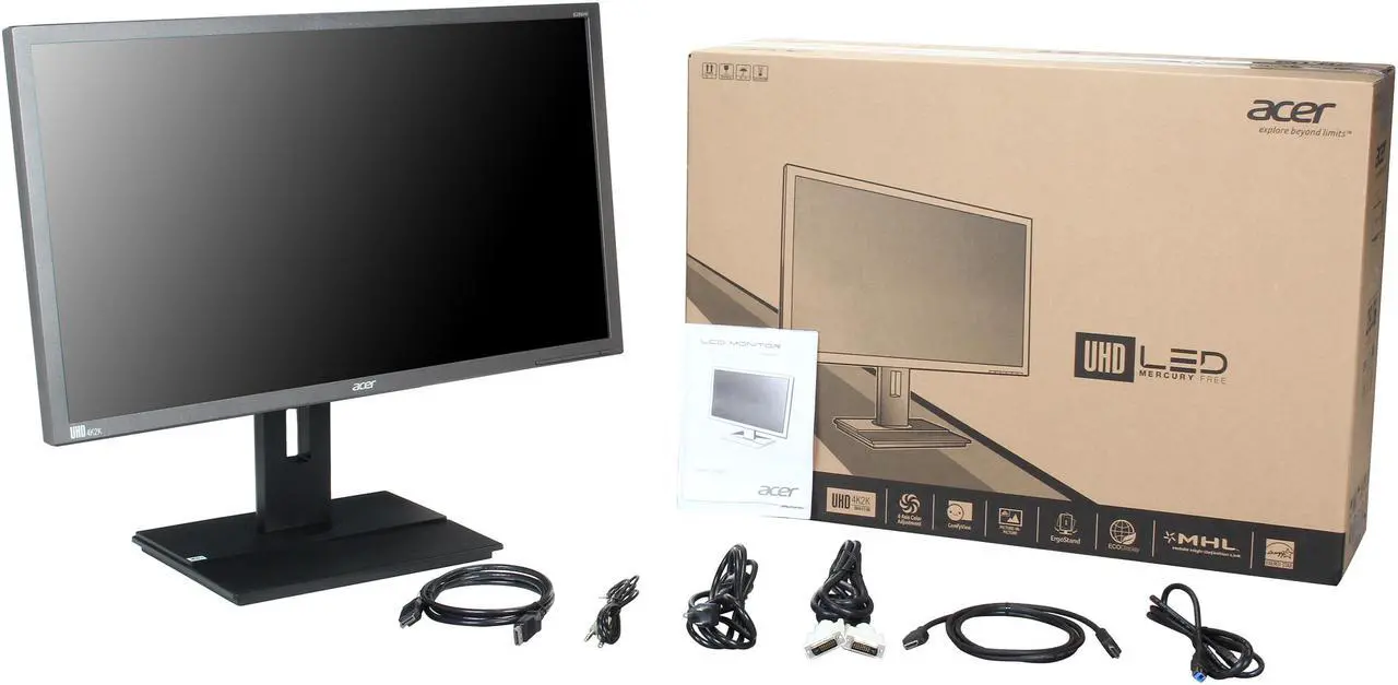 Alt view image 11 of 11 - Acer 28" 60 Hz TN UHD LED Backlight Monitor 2 ms DVI, HDMI, DisplayPort B286HK ymjdpprz UM.PB6AA.003