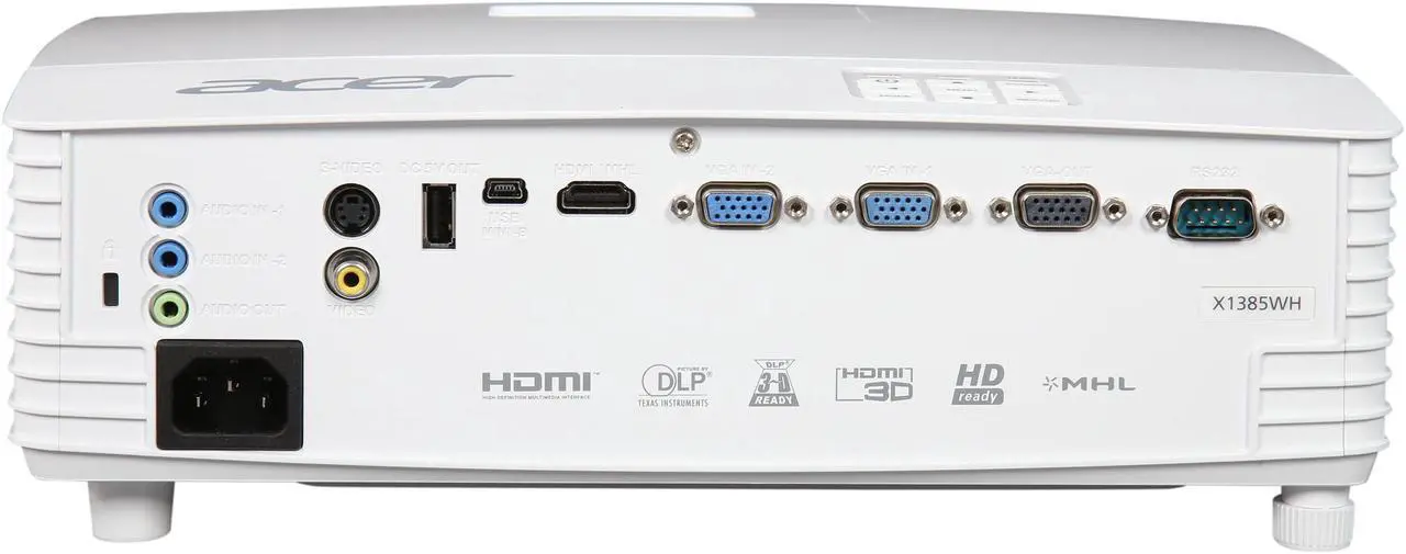 Alt view image 6 of 10 - Acer X1385WH WXGA 1280,1280 x 800, 3,200 ANSI Lumens 20,000:1 Contrast Ratio, 3W Speaker DLP Projector, Ceiling Mountable, Wireless Compatible, D-Sub x 2/Mini DIN/HDMI