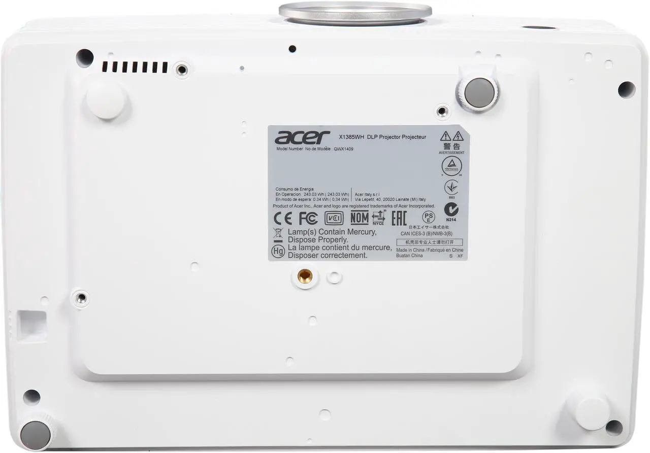 Alt view image 9 of 10 - Acer X1385WH WXGA 1280,1280 x 800, 3,200 ANSI Lumens 20,000:1 Contrast Ratio, 3W Speaker DLP Projector, Ceiling Mountable, Wireless Compatible, D-Sub x 2/Mini DIN/HDMI