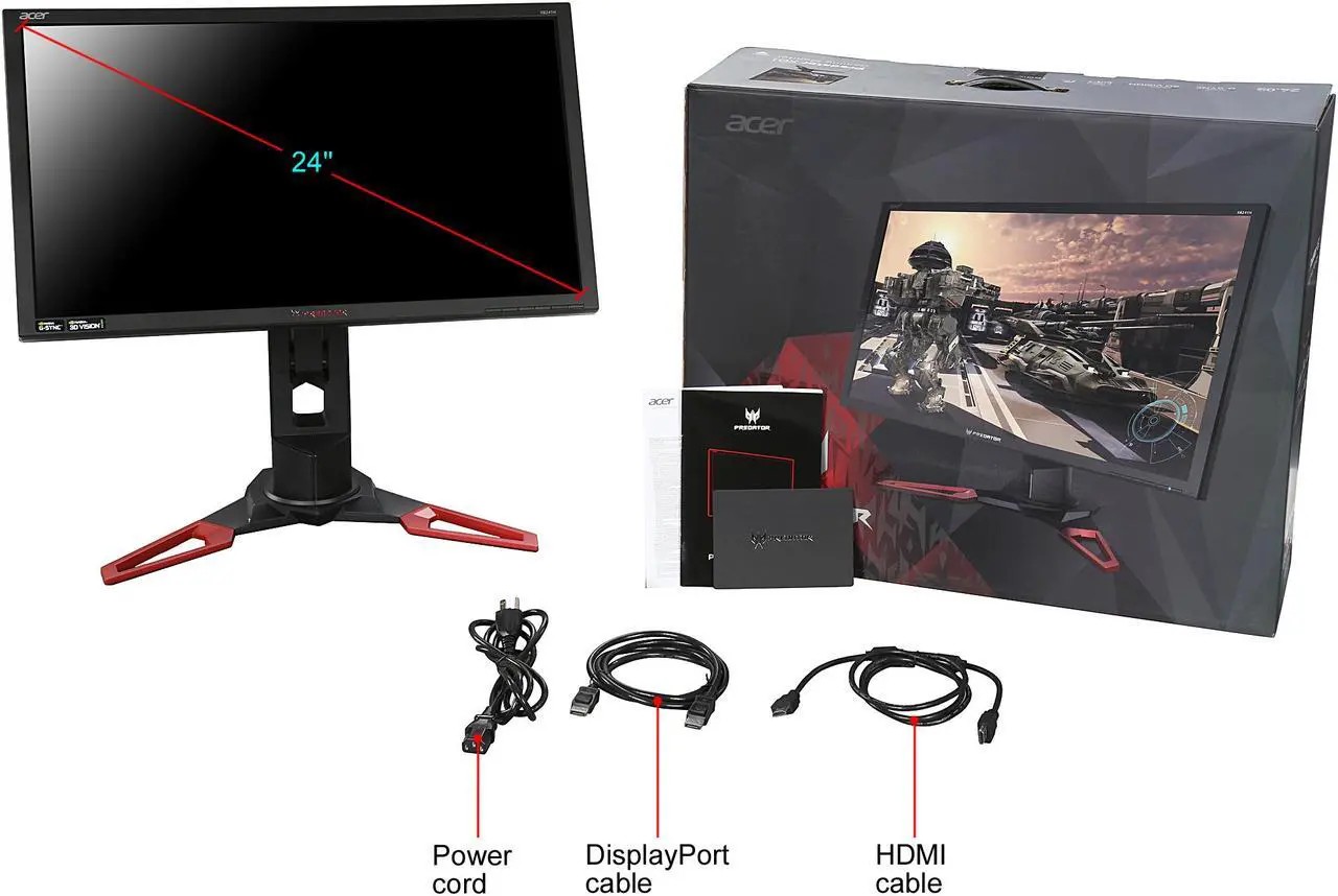 Alt view image 11 of 10 - Acer Predator XB1 XB241H bmipr 24" Full HD 1920 x 1080 1ms 144Hz 180Hz OverClocked HDMI DisplayPort NVIDIA G-SYNC Technology Built-in Speakers Flicker-Less Technology Backlit LED Height Adjustable Gaming Monitor
