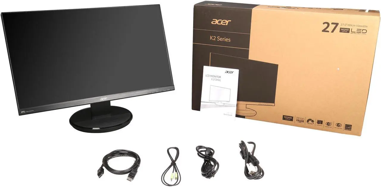Alt view image 7 of 6 - Acer K2 Series K272HUL 27" WQHD 2560 x 1440 (2K) IPS 4ms (GTG) Black LED Backlight LCD Monitor, at 60 Hz Refresh Rate, Eco Friendly Design, Visual Comfortable and Build in Speakers