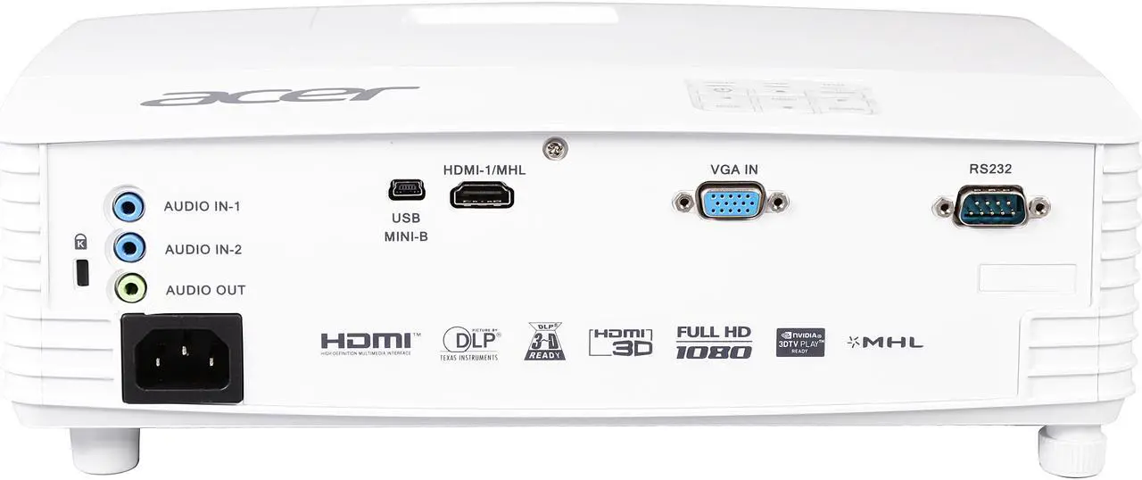 Alt view image 6 of 8 - Acer H6502BD Projector, 3400 Lumens, 20000:1 Contrast Ratio, 28"-300" Image Size, HDMI, USB, VGA, Built-in Speaker