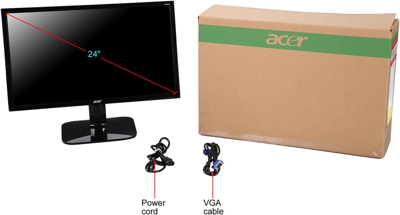 Alt view image 8 of 7 - Acer KA240H bid 24-inch Full HD (1920 x 1080) Widescreen LED Backlight Monitors (VGA, DVI Ports) - Certified Refurbished