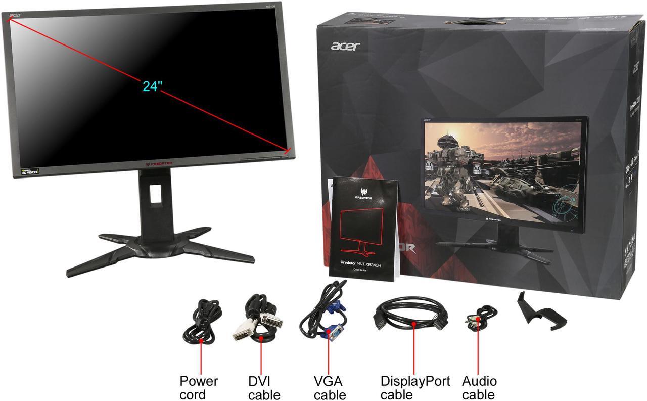 Alt view image 11 of 10 - Acer Predator XB240H Black 24" 1ms HDMI LED Backlight LCD/LED Monitor 350 cd/m2 Contrast Ratio (Native): 1,000:1 Contrast Ratio Max (ACM): 100,000,000:1