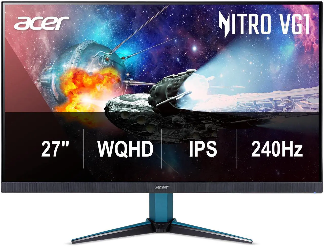 Acer Nitro 27" WQHD 2K 1440P 240HZ IPS 0.5ms with AMD FreeSync Premium HDR400 Gaming Computer Monitor with Speakers VG272U W2BMIIPX
