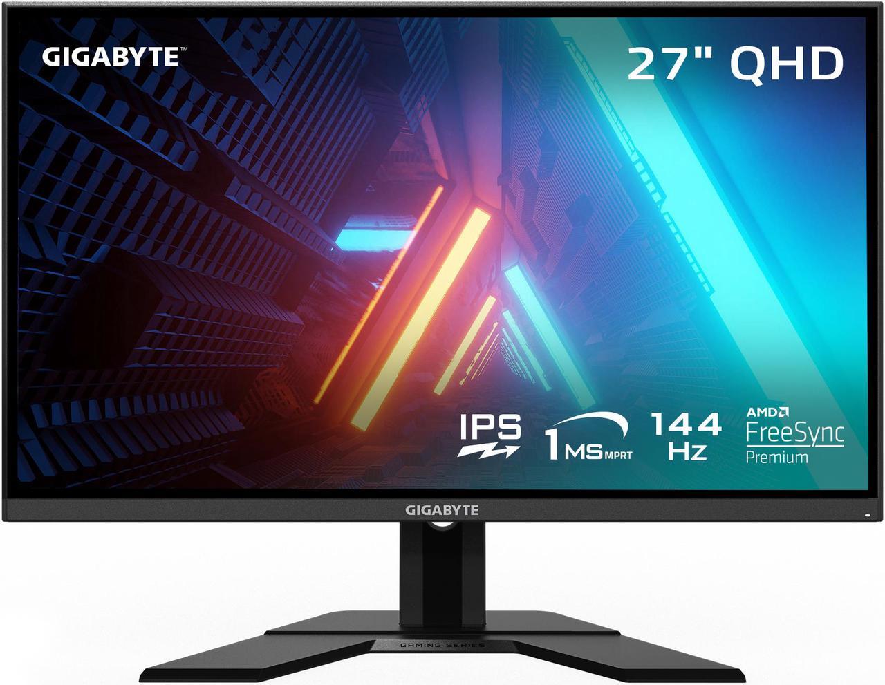 GIGABYTE - G27Q - 27" IPS Gaming Monitor - QHD 2560x1440 - 144Hz - 1ms MPRT - AMD FreeSync Premium - HDMI, DP, USB-A - Height Adjustable - Black