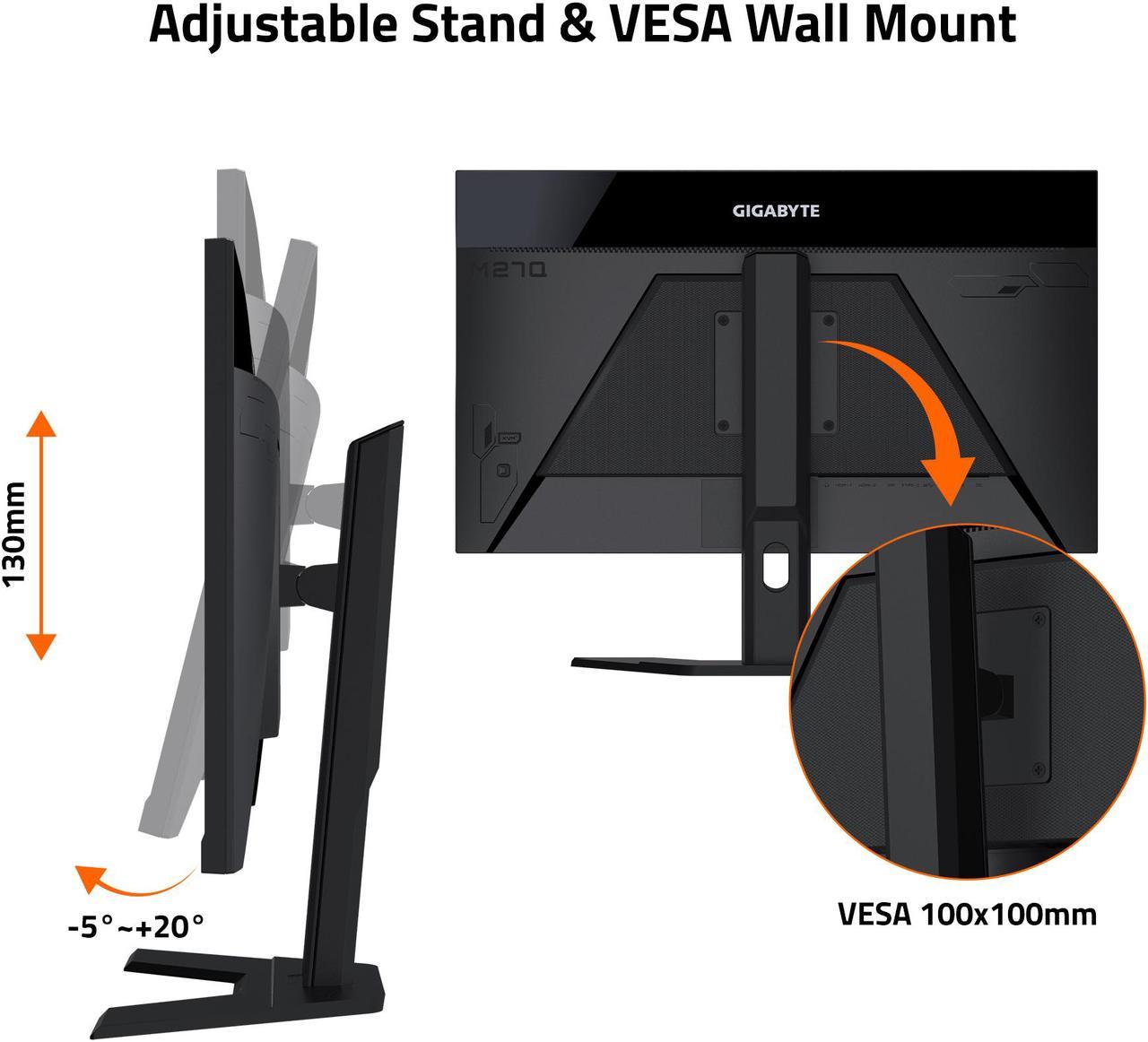 Alt view image 11 of 12 - GIGABYTE - M27Q (2023) - 27" IPS Gaming Monitor - QHD 2560x1440 - 165Hz/OC 170Hz - 1ms MPRT - AMD FreeSync Premium - Type C KVM - HDMI, DP, Type C - Height Adjustable - Black