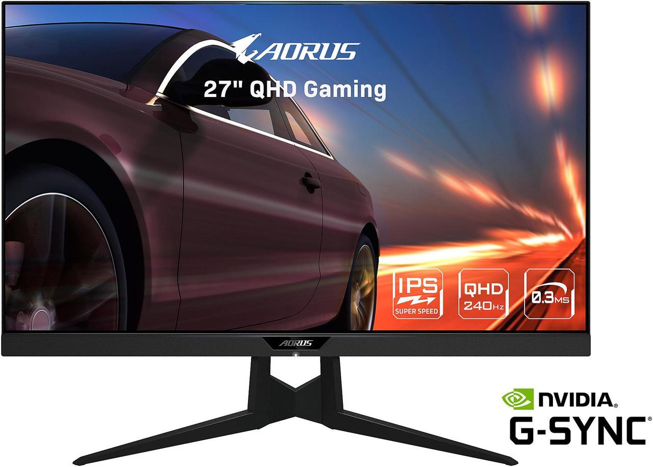 AORUS FI27Q-X 27" 240Hz 1440P HBR3, G-SYNC Compatible, SS IPS Gaming Monitor, Exclusive Built-in ANC, 2560 x 1440, 0.3ms Response Time, HDR, 93% DCI-P3, 1x DisplayPort 1.4, 2x HDMI 2.0, 2x USB 3.0